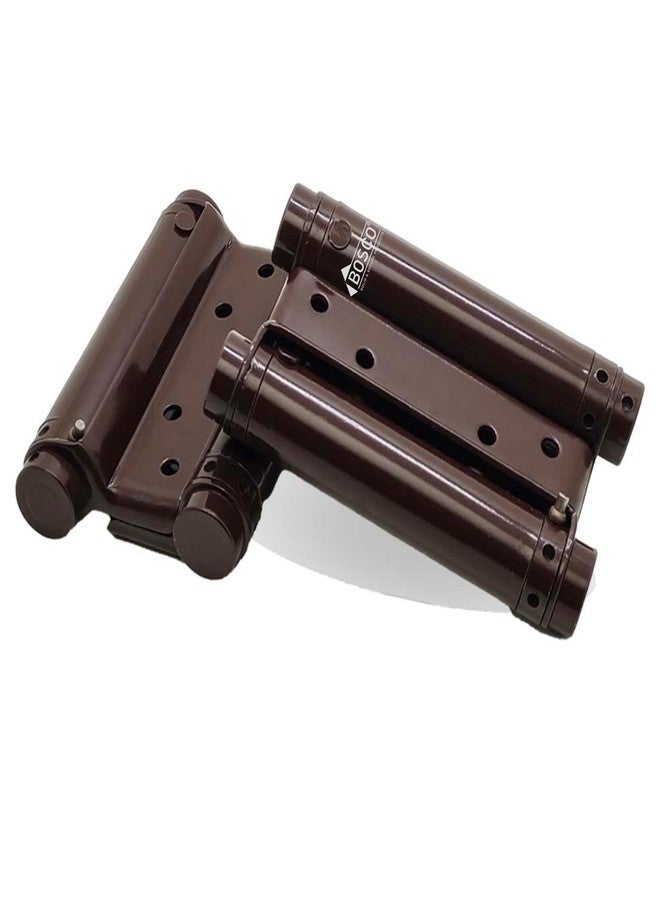 BOSCO® 4-Inch Double Action Swinging Door Hinges | Self-Closing Heavy-Duty Mild Steel Saloon Door Hinges with Screws | Adjustable Tension | Brown Finish | Pack of 2 for Home & Commercial Use - Image 2